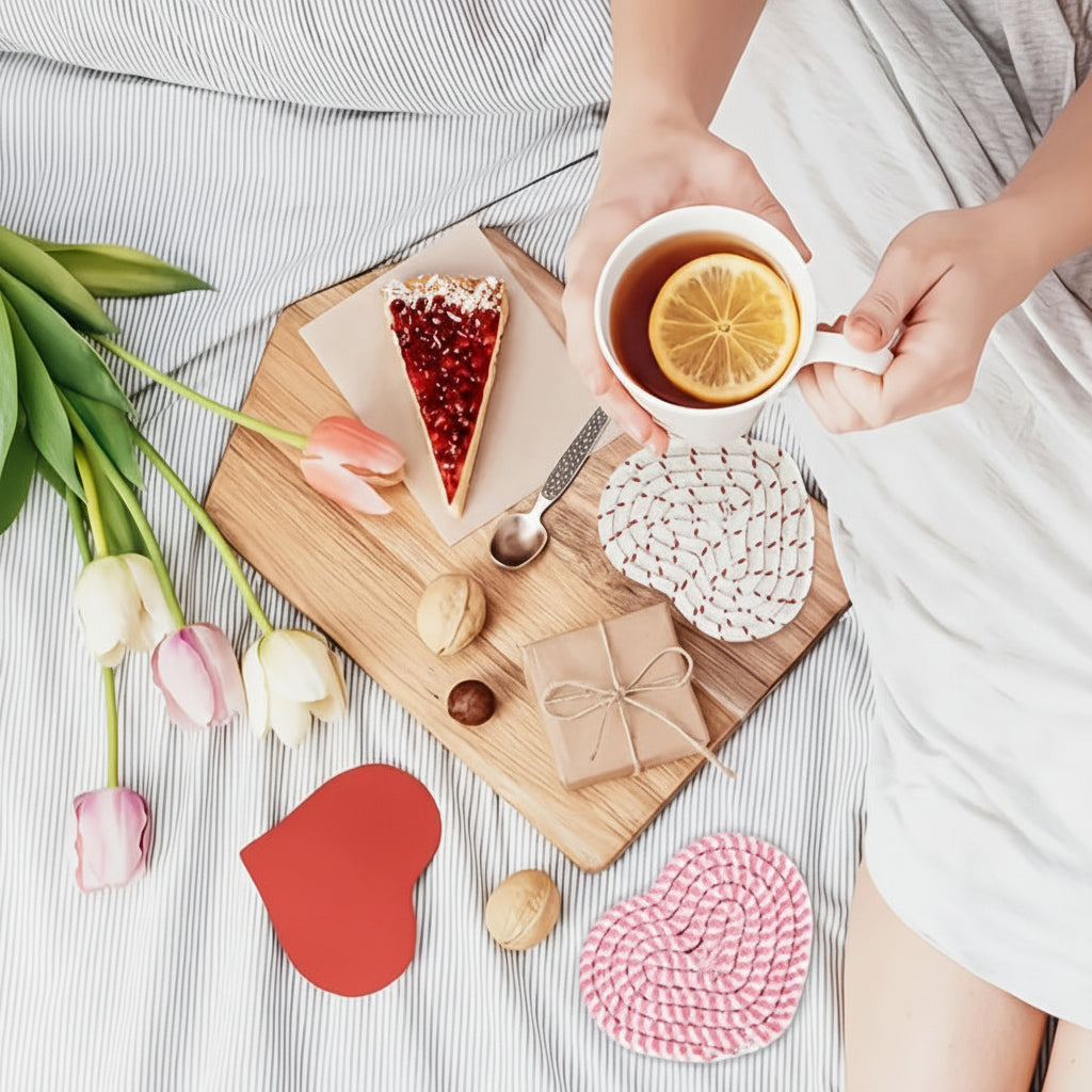 4 Heart Shaped Coasters Romantic Valentines Day