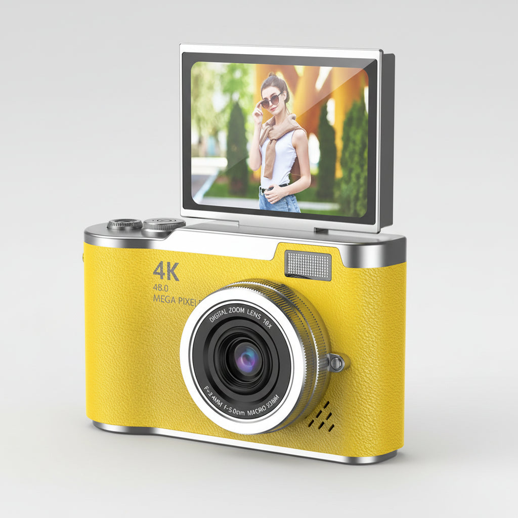 4K Digital Camera CCD 180 Flip Screen Selfie Camera