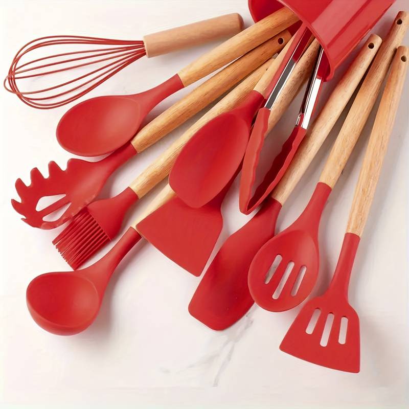 Kitchen Utensil Set | 12-Piece Silicone and Wood