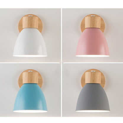 Modern Macaron Wall Light | Iron & Wood Wall Sconce