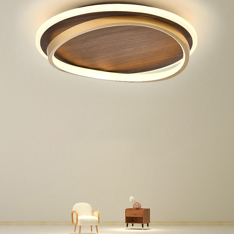 LED Ceiling Light | Nordic Minimalist Walnut Grain Flush Mount