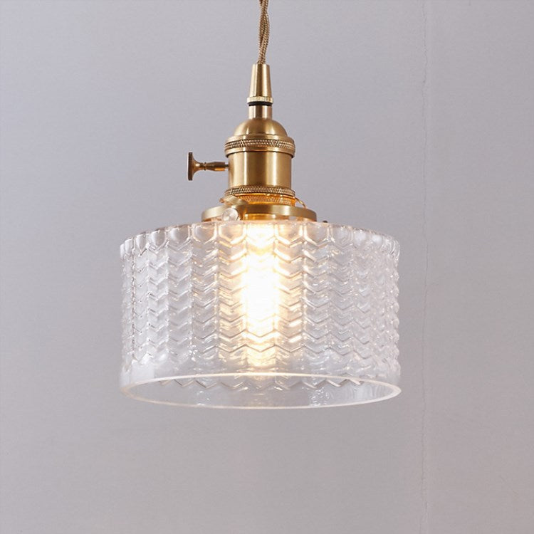 Vintage Brass & Glass Pendant Light | Japanese-Inspired Design