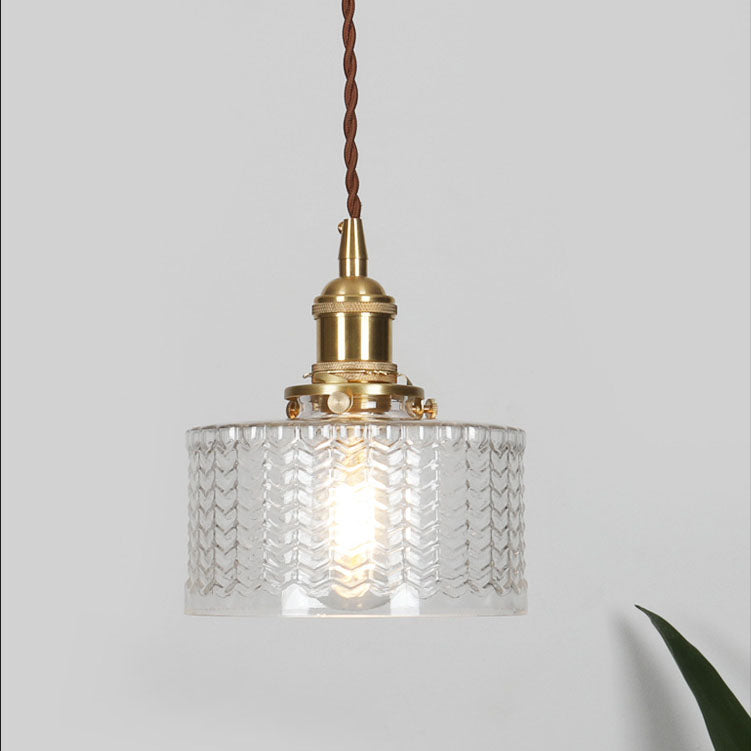 Vintage Brass & Glass Pendant Light | Japanese-Inspired Design