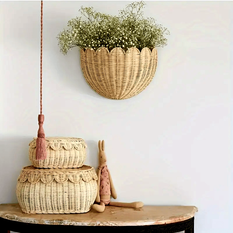 Rattan Wall Basket | Handwoven Natural Storage