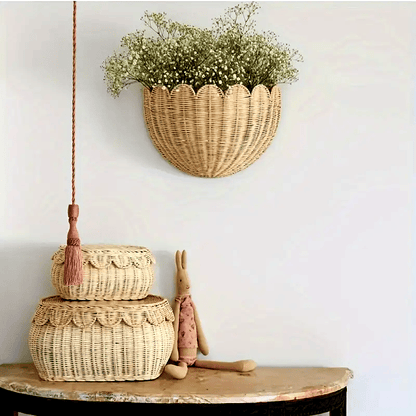 Rattan Wall Basket | Handwoven Natural Storage