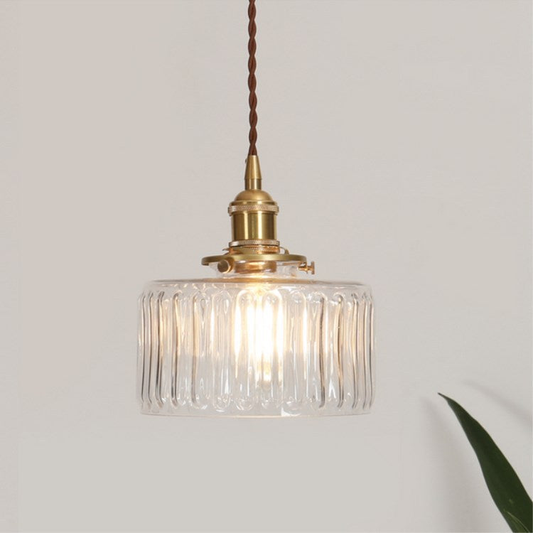 Vintage Brass & Glass Pendant Light | Japanese-Inspired Design