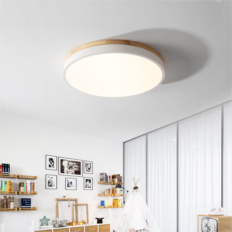 Wooden Ceiling Light | Modern Round Flush Mount Lamp