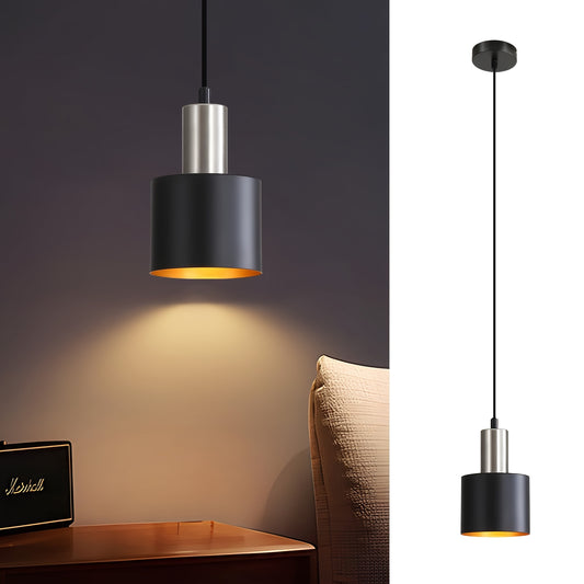 Modern Industrial Pendant Light | Black & Gold Hanging Lamp