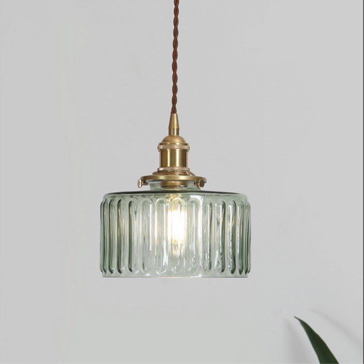 Vintage Brass & Glass Pendant Light | Japanese-Inspired Design