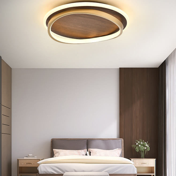 LED Ceiling Light | Nordic Minimalist Walnut Grain Flush Mount