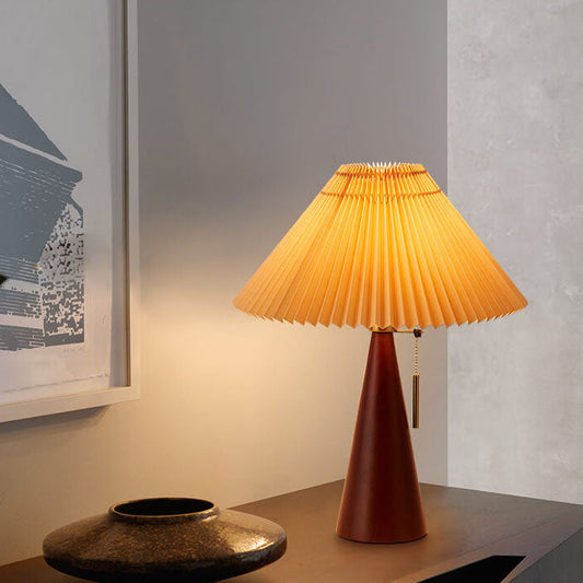 Japanese Pleated Table Lamp | Minimalist Wood & Fabric Design