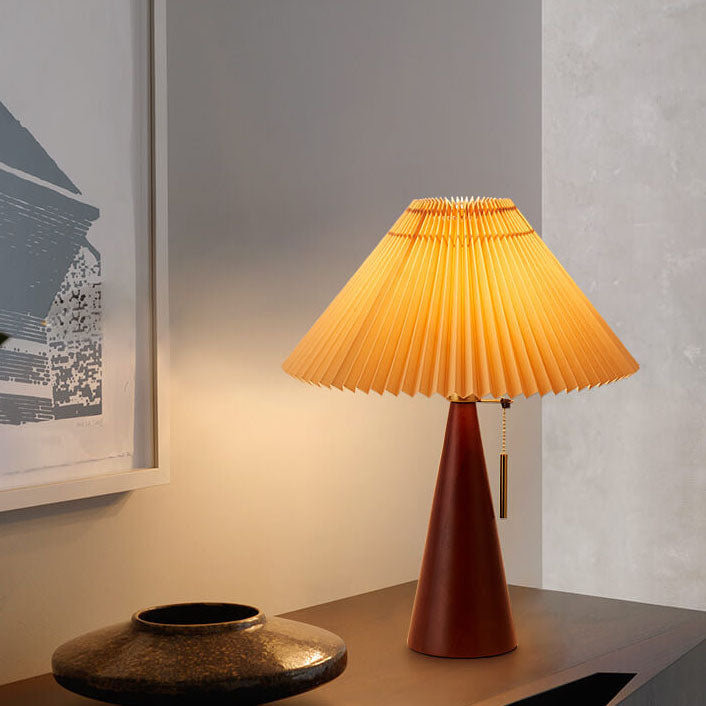 Japanese Pleated Table Lamp | Minimalist Wood & Fabric Design