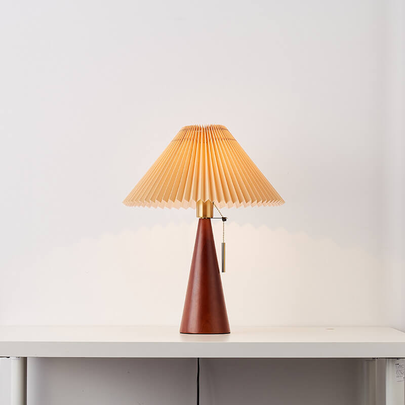 Japanese Pleated Table Lamp | Minimalist Wood & Fabric Design