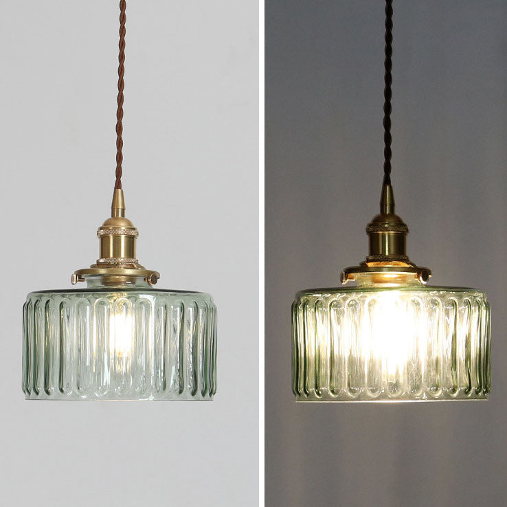 Vintage Brass & Glass Pendant Light | Japanese-Inspired Design