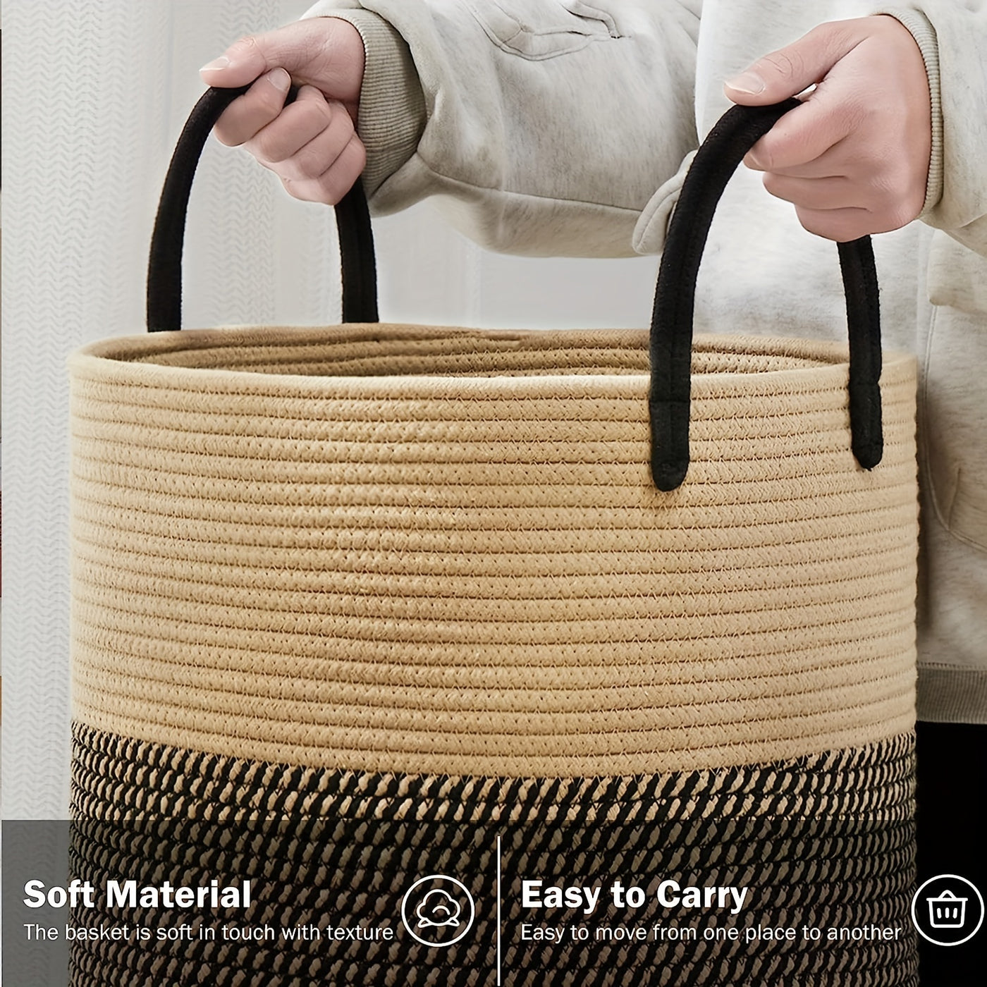 Large Laundry Hamper Basket with Handles | Modern Farmhouse Style