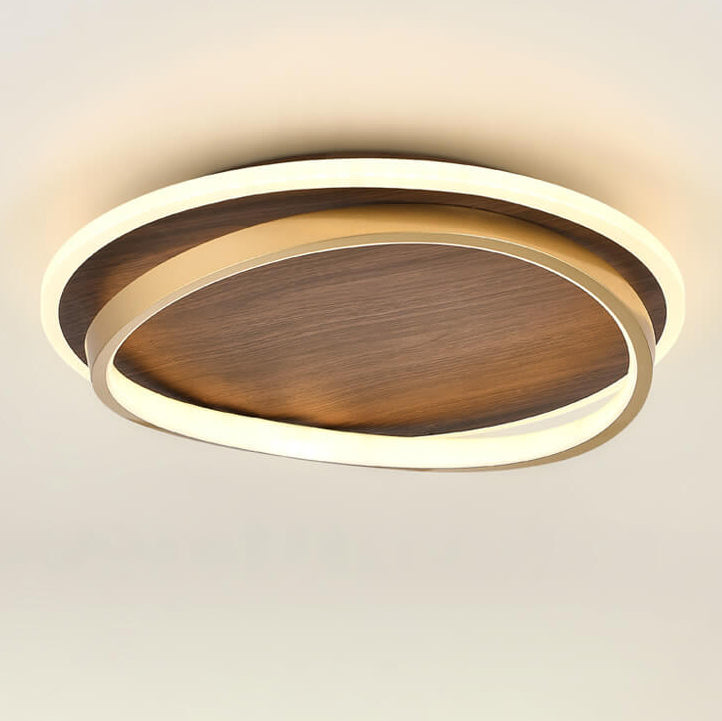 LED Ceiling Light | Nordic Minimalist Walnut Grain Flush Mount