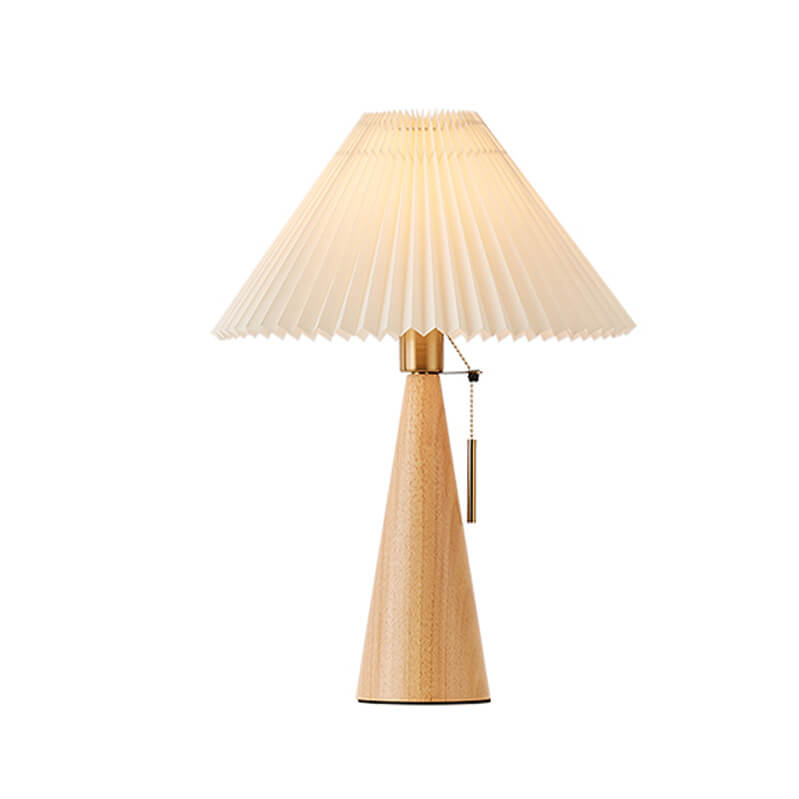 Japanese Pleated Table Lamp | Minimalist Wood & Fabric Design