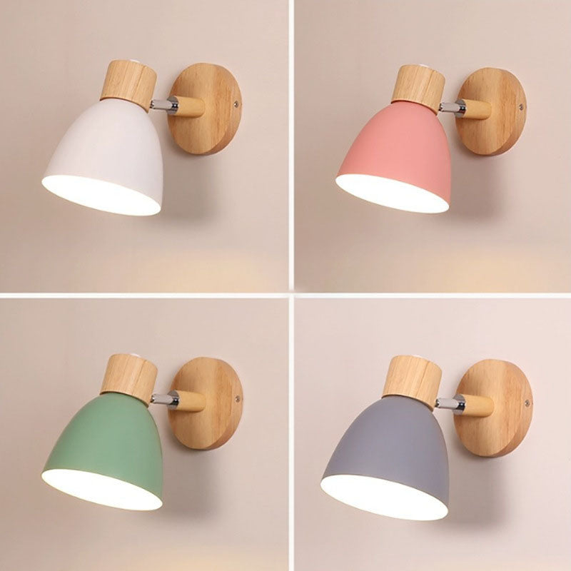 Modern Macaron Wall Light | Iron & Wood Wall Sconce