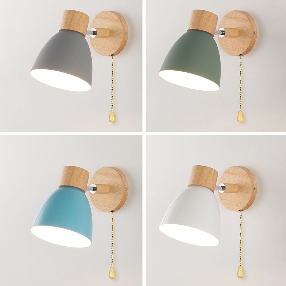 Modern Macaron Wall Light | Iron & Wood Wall Sconce