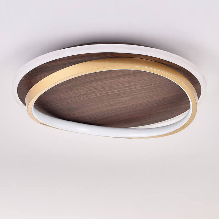 LED Ceiling Light | Nordic Minimalist Walnut Grain Flush Mount
