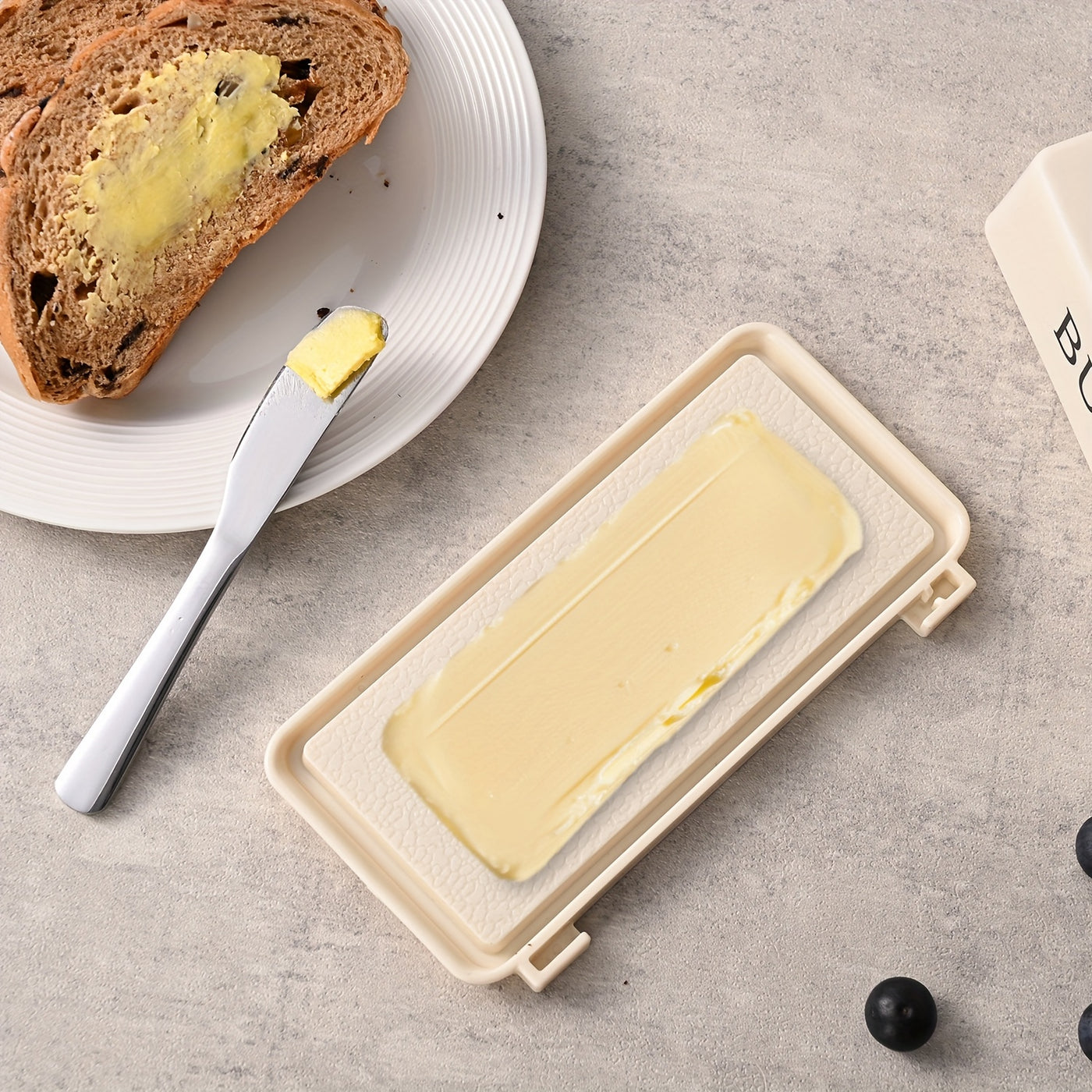 Food-Grade PP Butter Dish with Knife Set | Plastic Butter Container
