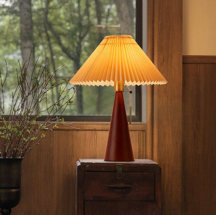Japanese Pleated Table Lamp | Minimalist Wood & Fabric Design