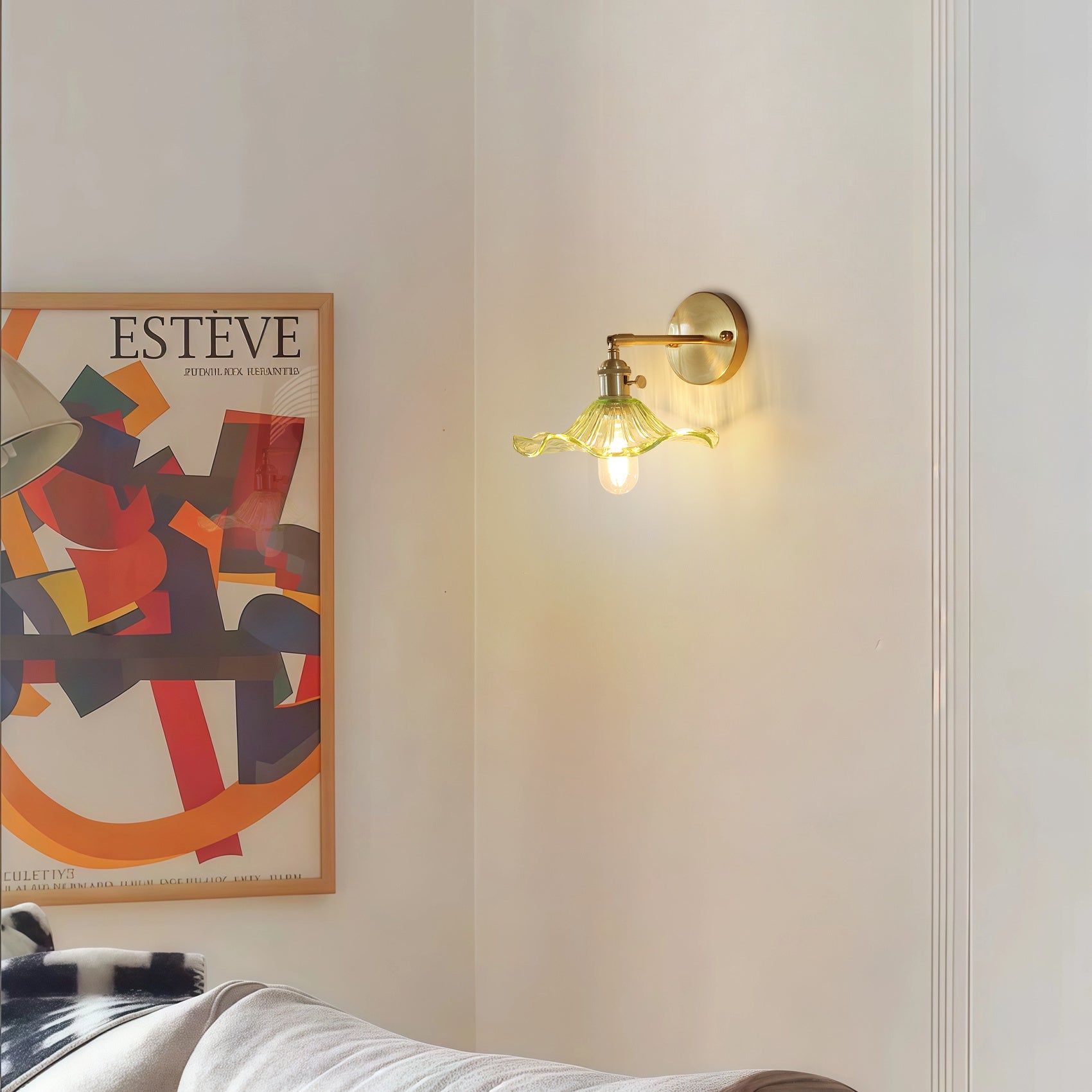 Nordic Glass Wall Sconce | Curved Shade Vintage Wall Light