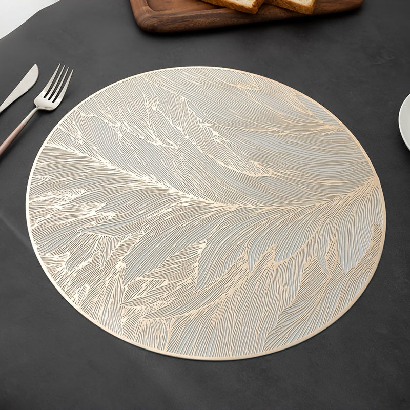 Round Gold Leaf Placemats | Heat-Resistant Dining Table Protectors (Set of 6)