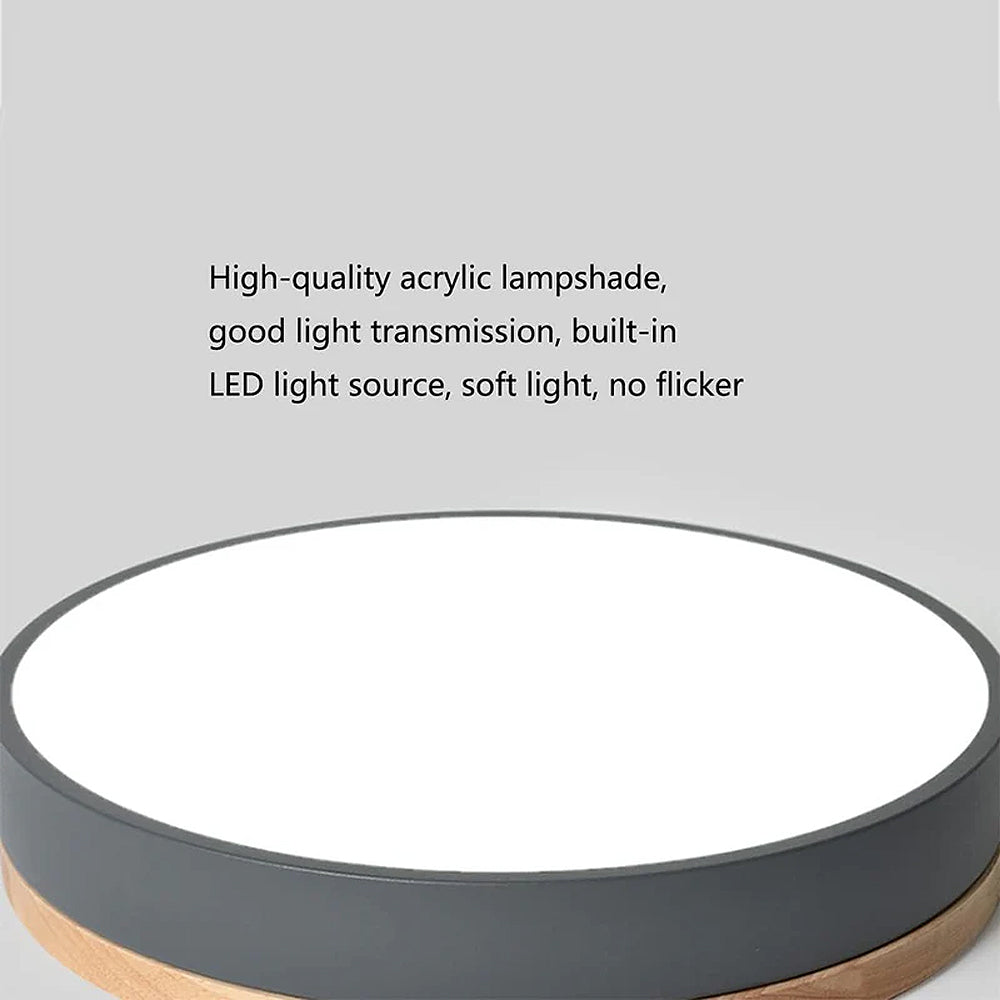 Wooden Ceiling Light | Modern Round Flush Mount Lamp