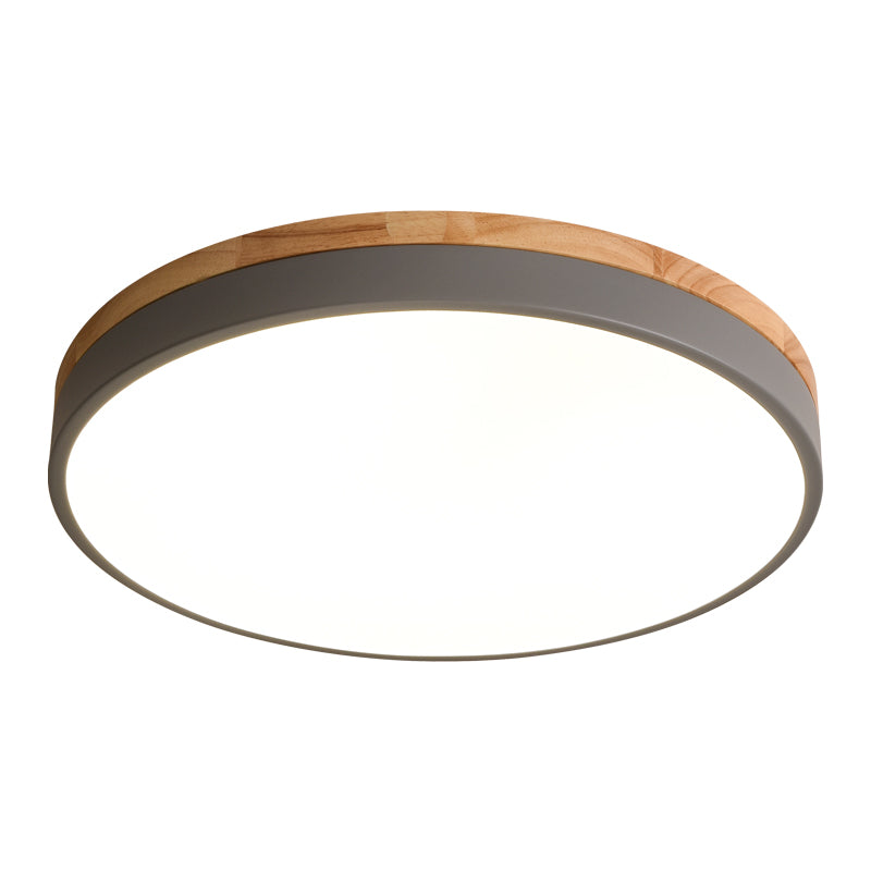 Wooden Ceiling Light | Modern Round Flush Mount Lamp