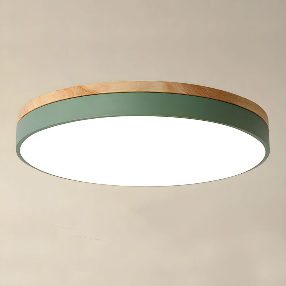 Wooden Ceiling Light | Modern Round Flush Mount Lamp