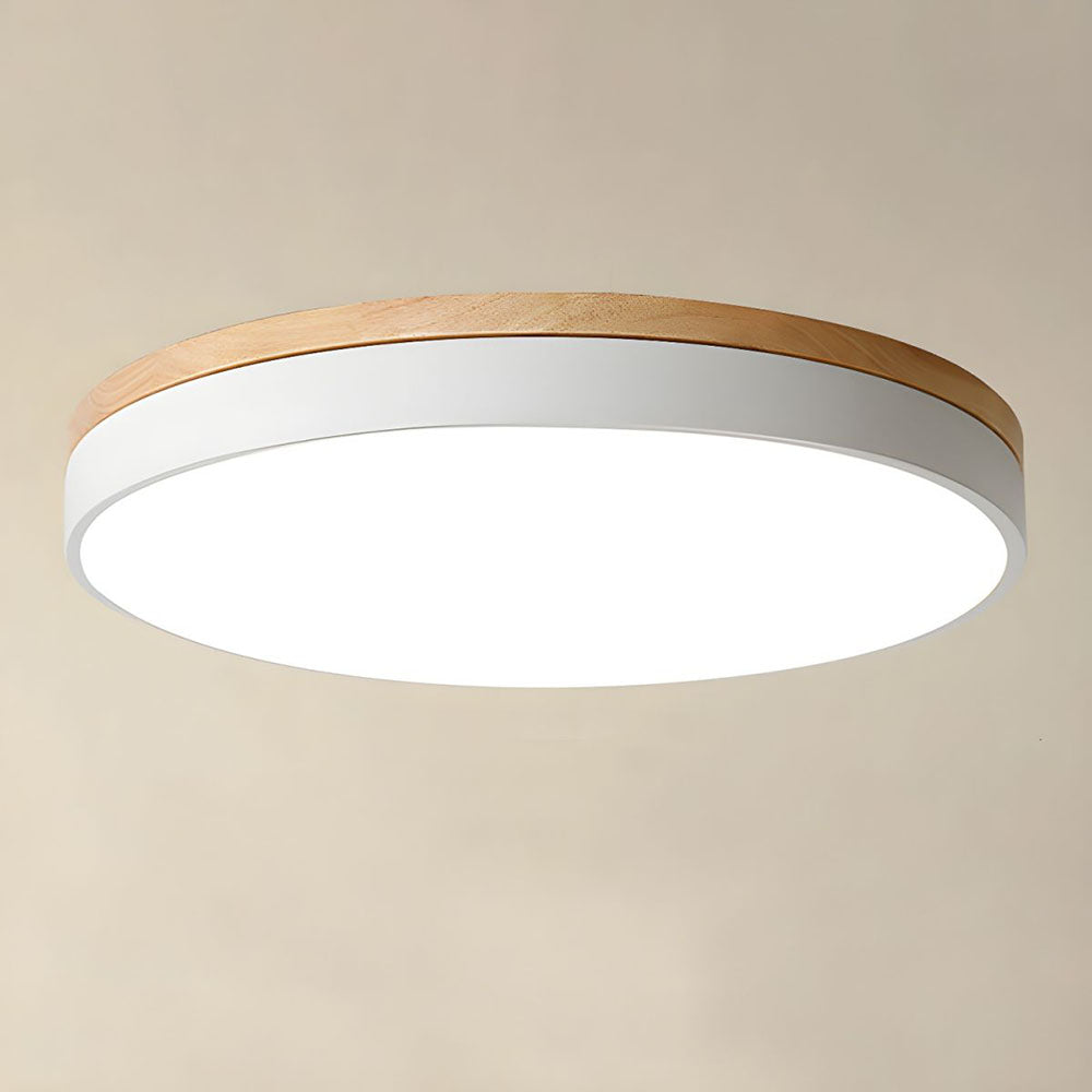 Wooden Ceiling Light | Modern Round Flush Mount Lamp