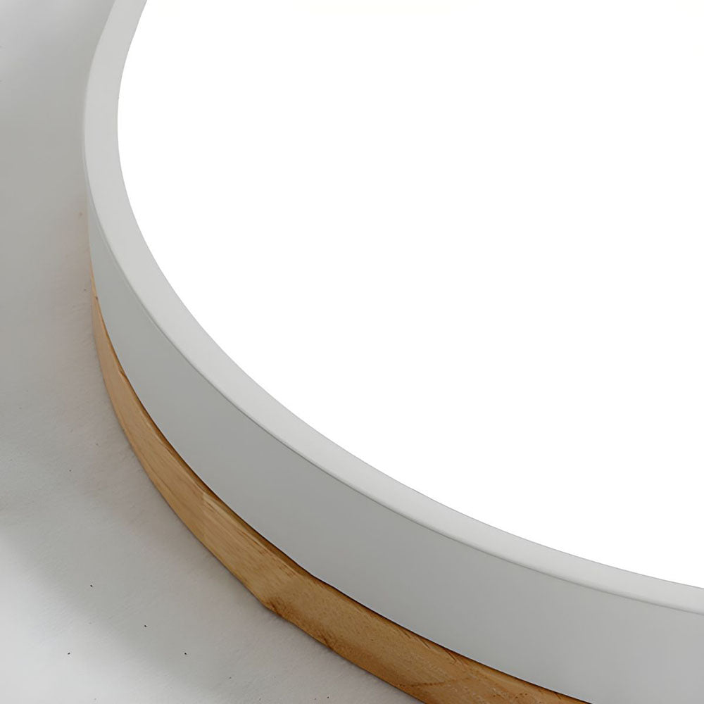 Wooden Ceiling Light | Modern Round Flush Mount Lamp
