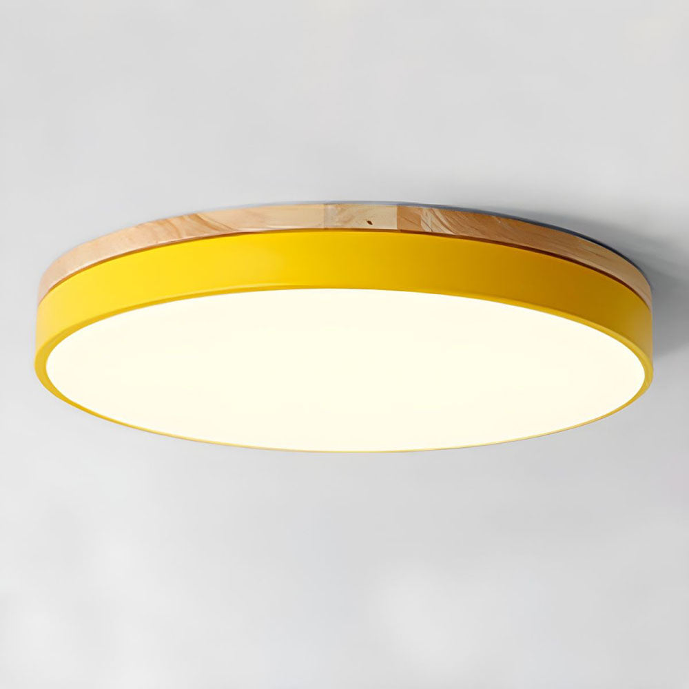 Wooden Ceiling Light | Modern Round Flush Mount Lamp