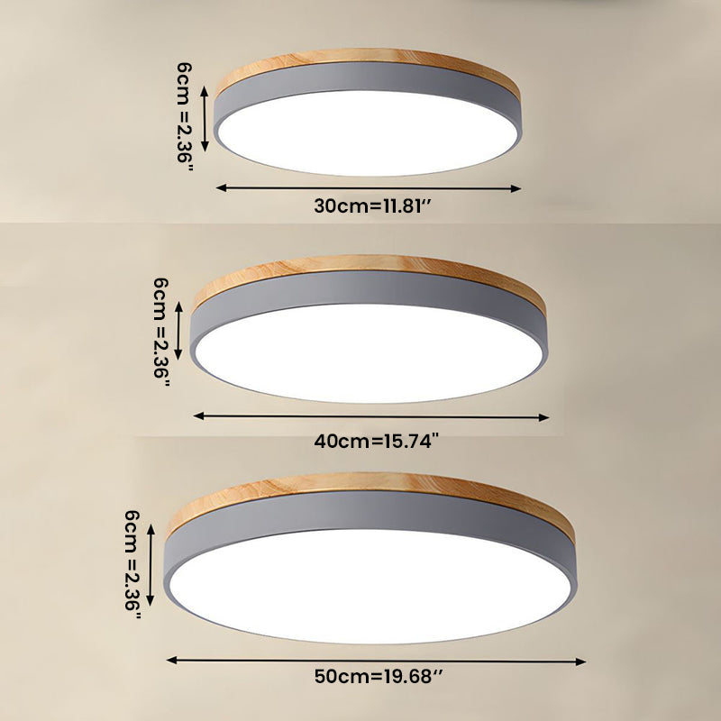 Wooden Ceiling Light | Modern Round Flush Mount Lamp