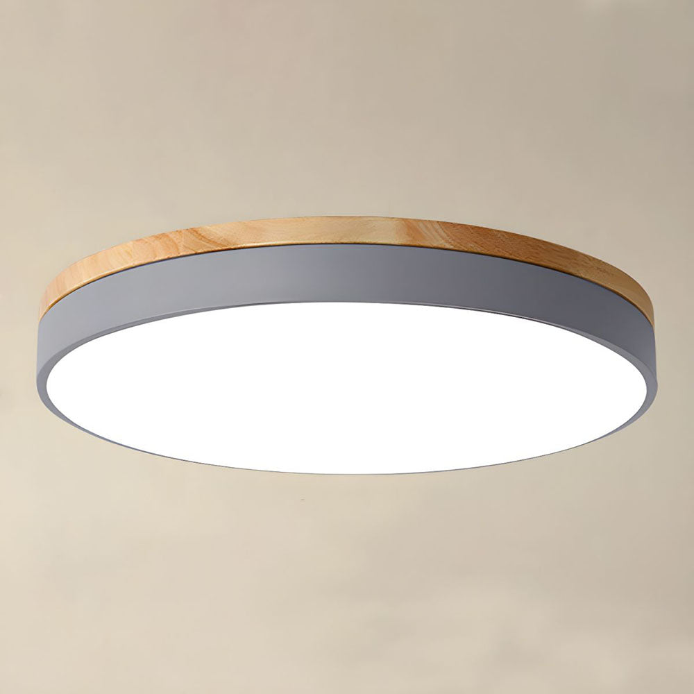 Wooden Ceiling Light | Modern Round Flush Mount Lamp