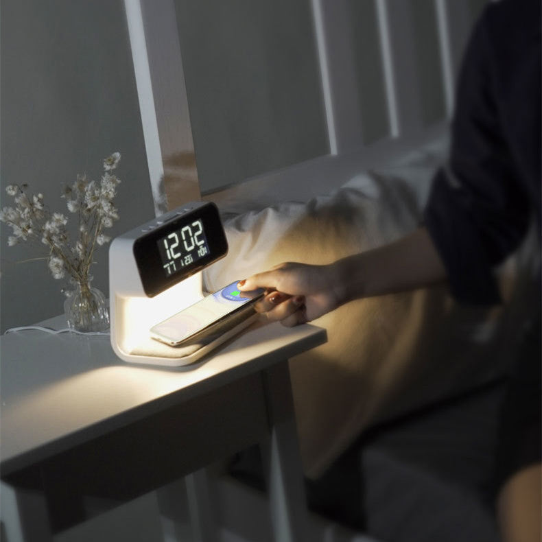 Bedside Lamp with Wireless Charger | 3-in-1 nightstand hub