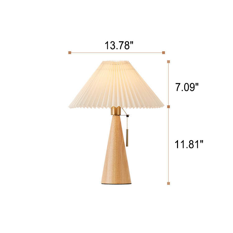 Japanese Pleated Table Lamp | Minimalist Wood & Fabric Design