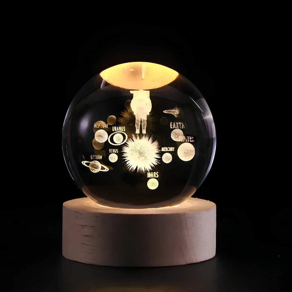 LED Crystal Ball Night Light | 3D Galaxy Design