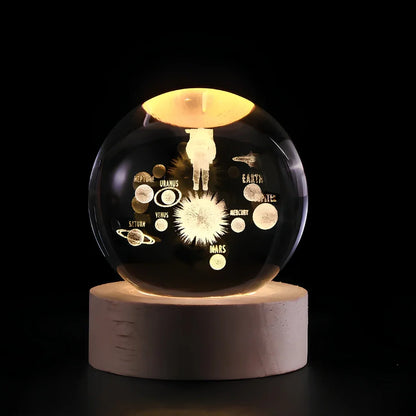 LED Crystal Ball Night Light | 3D Galaxy Design