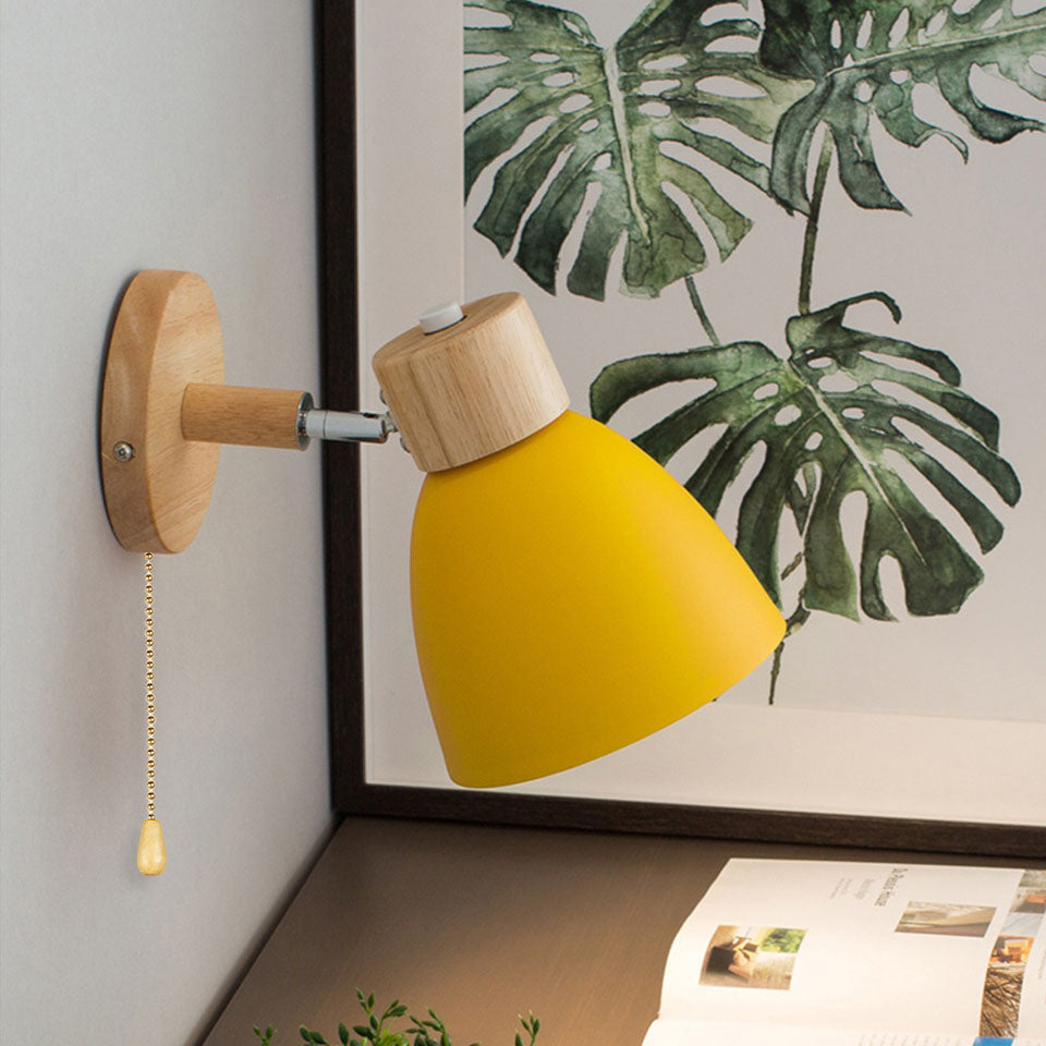 Modern Macaron Wall Light | Iron & Wood Wall Sconce