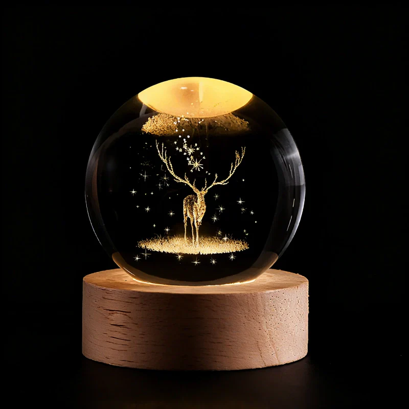 LED Crystal Ball Night Light | 3D Galaxy Design