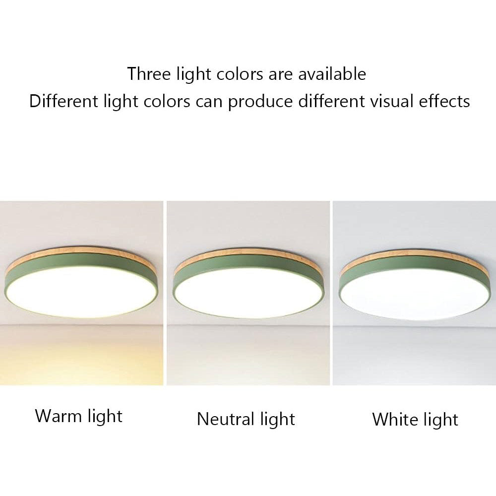 Wooden Ceiling Light | Modern Round Flush Mount Lamp