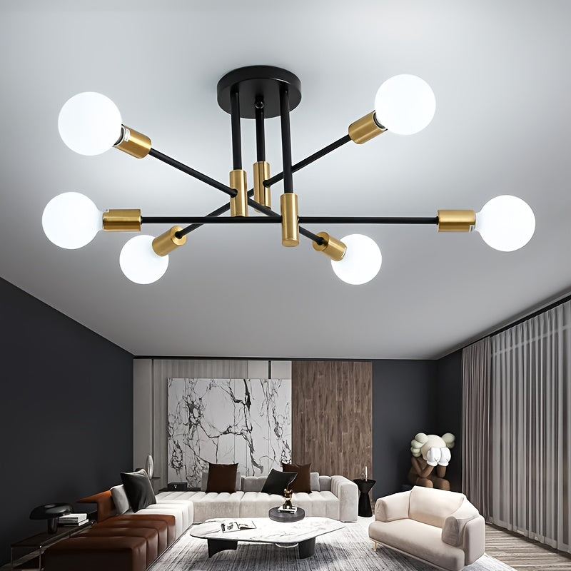 Modern Ceiling Light | 6-Light Gold & Black Semi Flush Mount