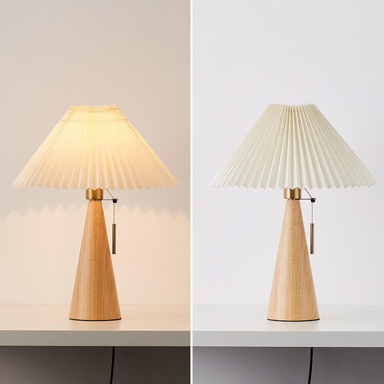 Japanese Pleated Table Lamp | Minimalist Wood & Fabric Design