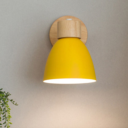 Modern Macaron Wall Light | Iron & Wood Wall Sconce