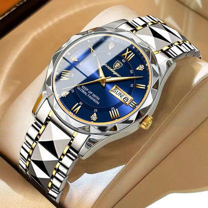 Men’s Stainless Steel Quartz Watch 41mm with Luminescent Hands & Date