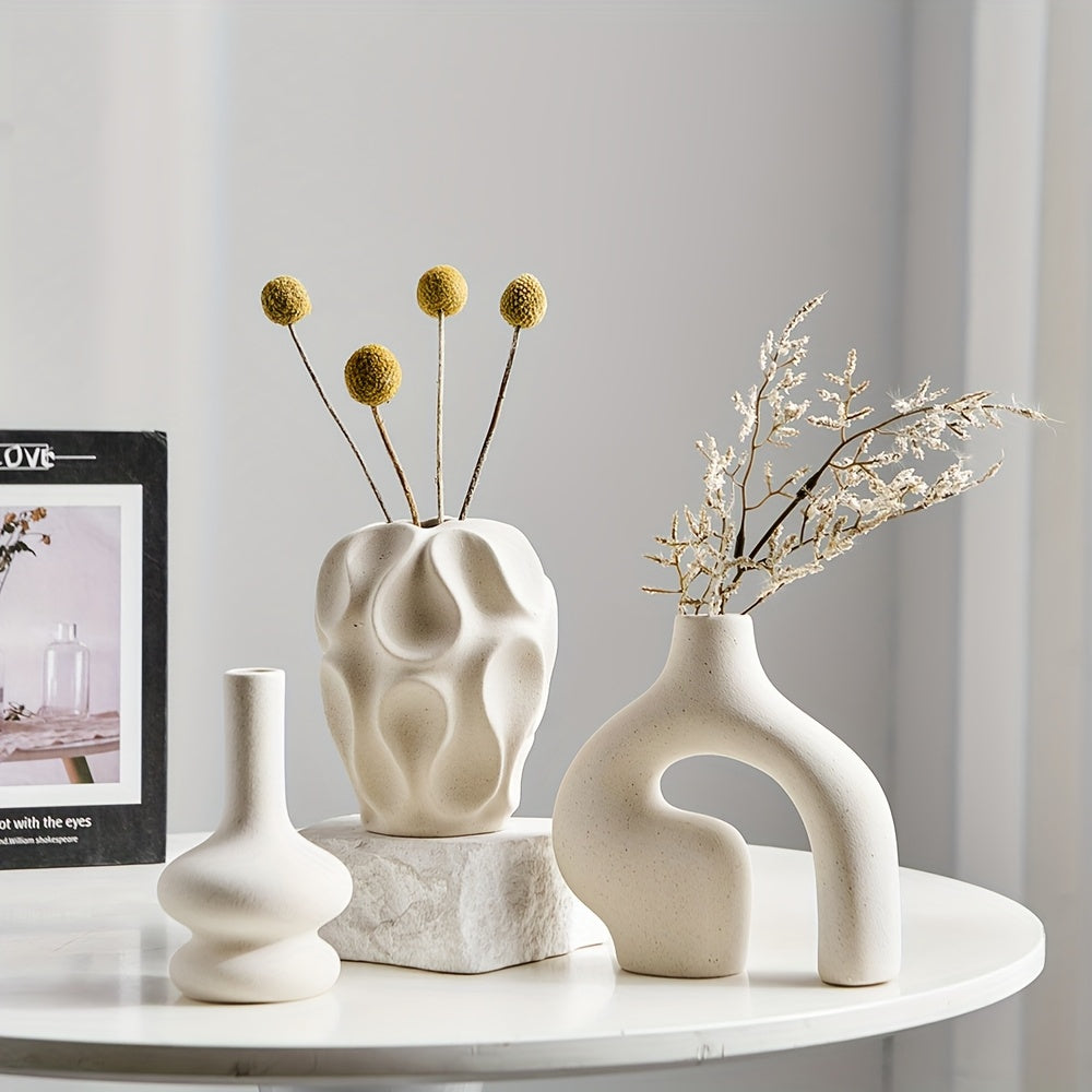 3pcs Boho Ceramic Vase Set | Modern Nordic Minimalist Home Décor