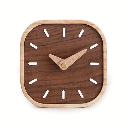 Silent Wooden Table Clock | Solid Walnut & Oak Design