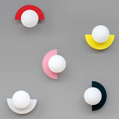Modern Minimalist Glass Globe Wall Sconce | Semi-Circle Design